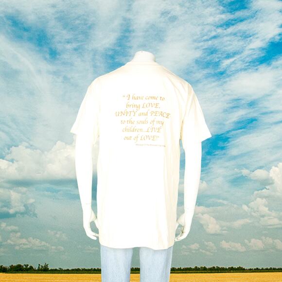 Vintage Maria Rosa Blessed Virgin Mary Religious Single Stitch T Shirt Tee L - Picture 3 of 5